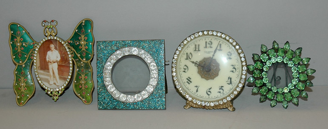 Lot image - Miscellaneous Group of Picture Frames; Together with Three Boudoir Clocks