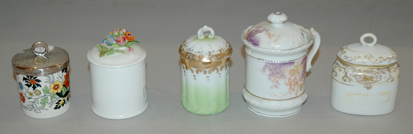 Lot image - Miscellaneous Group of Porcelain and Glass Mustard Pots