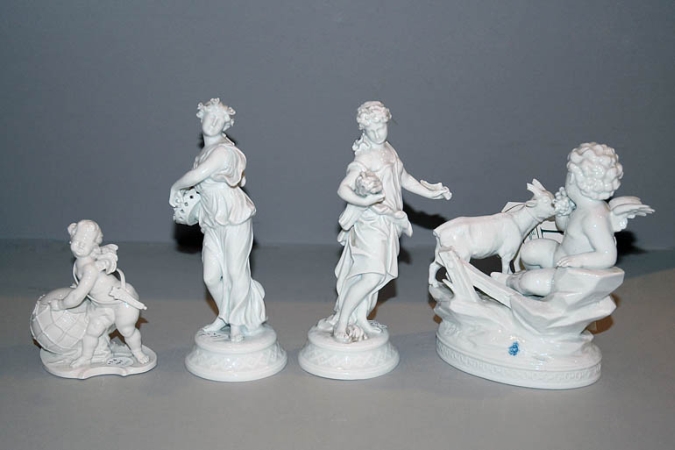 Lot image - Group of Nine Blanc de Chine and Bisque Porcelain Classical Figures