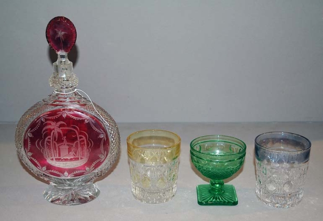 Lot image - Miscellaneous Group of Clear and Colored Glass Table Articles