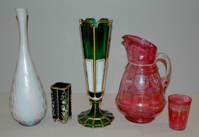Lot image - Miscellaneous Group of Colored Glass Table Articles