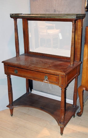 Lot image - Louis XVI Style Marble Top Mirrored Back Side Table