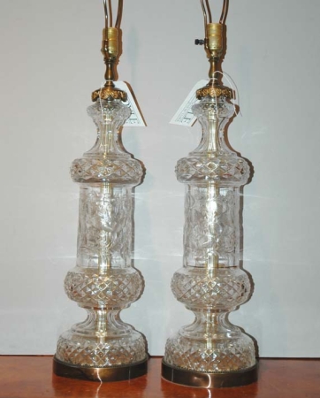 Lot image - Pair of Waterford Style Glass Lamps