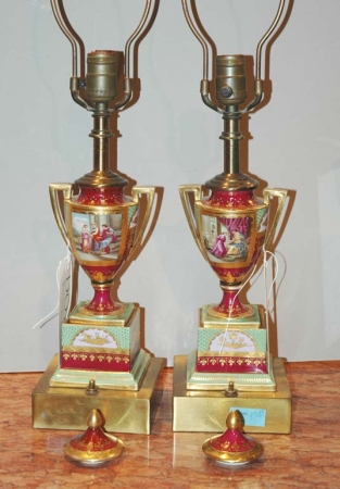 Lot image - Pair of Vienna Style Porcelain Vases