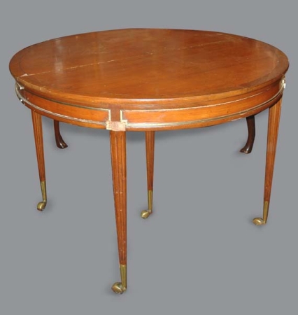 Lot image - Louis XVI Style Metal Mounted Mahogany Circular Dining Table with Two Leaves
