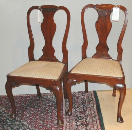 Lot image - Set of Four Queen Anne Style Mahogany Side Chairs