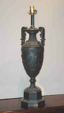 Lot image - Neoclassical Style Black Basalt Urn-Form Lamp