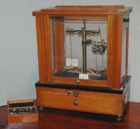 Lot image - Voland & Son Mahogany Cased Brass Balance Scale