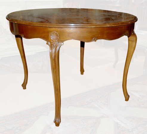Lot image - Louis XV Style Fruitwood Circular Table with One Leaf