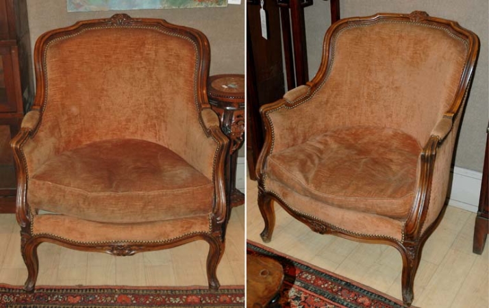 Lot image - Pair of Louis XV Style Upholstered Walnut Armchairs
