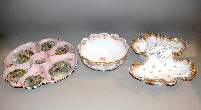 Lot image - Group of Seven Continental Porcelain Serving Dishes