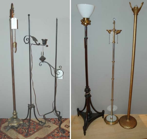 Lot image - Group of Six Metal Floor Lamps