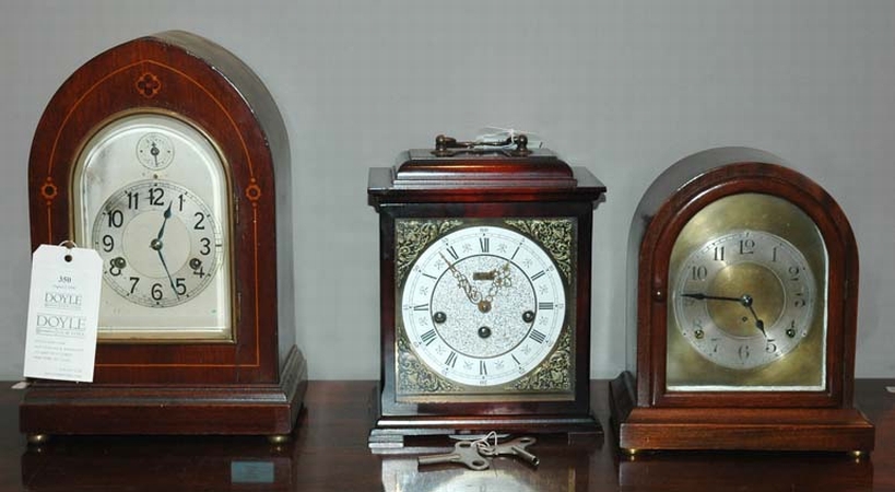 Lot image - Three Mahogany Bracket Style Clocks