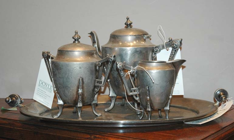 Lot image - Pewter Four-Piece Coffee and Tea Service