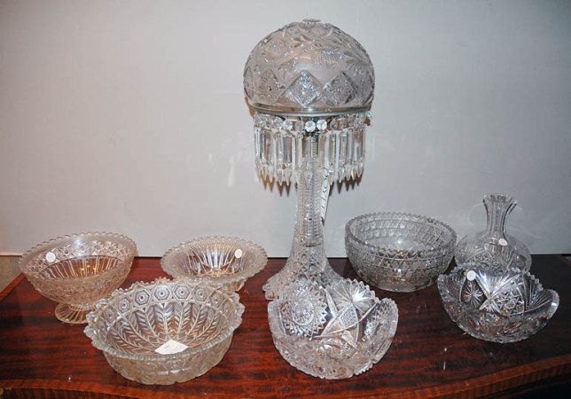 Lot image - Miscellaneous Group of American Brilliant Period Cut Glass Table Articles