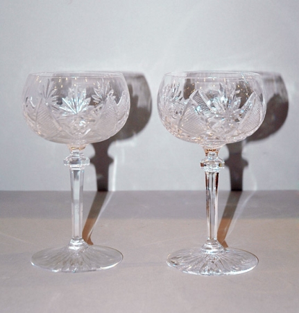 Lot image - Set of Eleven Val St. Lambert Cut Glass Wine Goblets