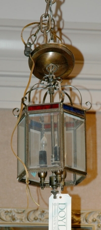 Lot image - Brass Three-Light Hall Lantern