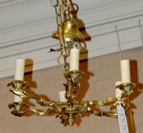 Lot image - Brass Six-Light Chandelier