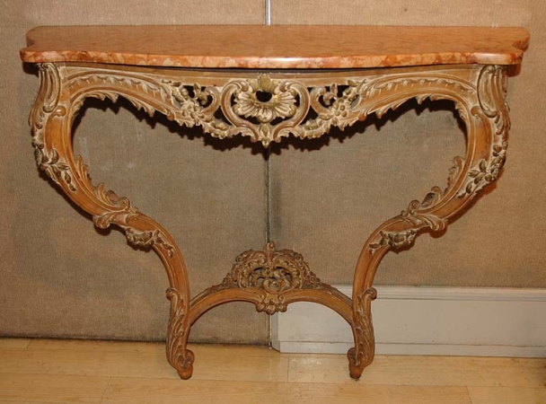 Lot image - Rococo Style Marble Top Painted Console
