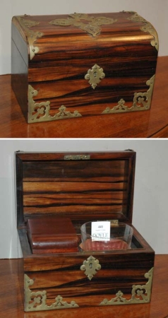 Lot image - Victorian Style Brass Mounted Tea Caddy