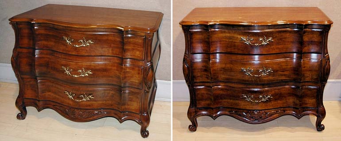 Lot image - Pair of Louis XV Style Fruitwood Three-Drawer Commodes