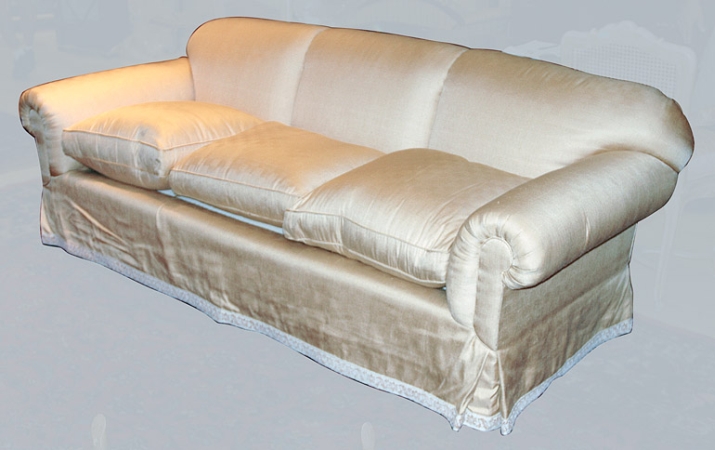 Lot image - Upholstered Three-Seat Sofa