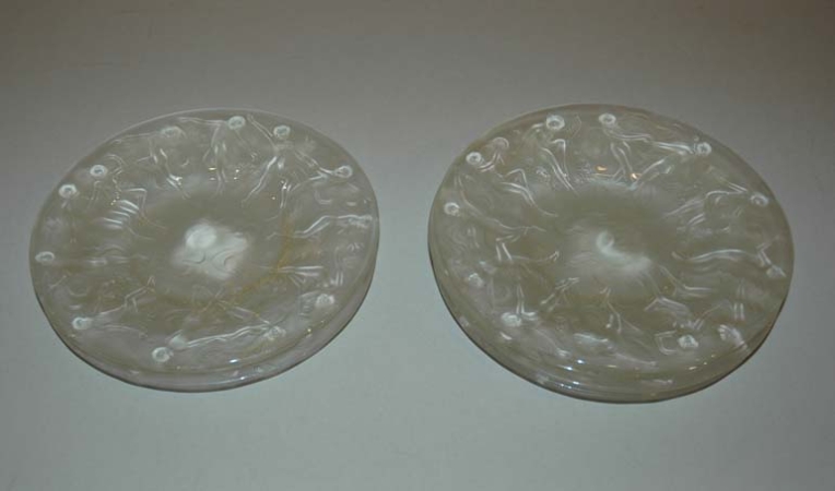 Lot image - Seven Lalique Style Frosted Glass Dessert Plates