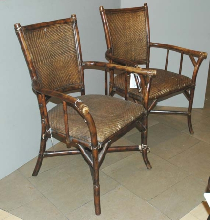 Lot image - Pair of Woven Seats and Backs Twig Chairs