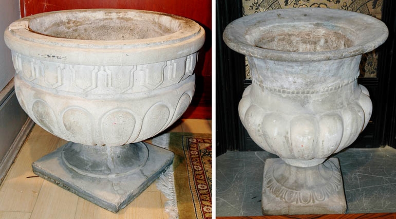 Lot image - Set of Four Stone Garden Urns; Together with another Stone Garden Urn