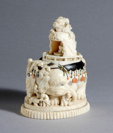 Lot image - Japanese Shibayama Ivory Okimono of an Elephant