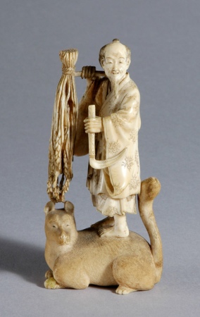 Lot image - Japanese Ivory Okimono of a Farmer
