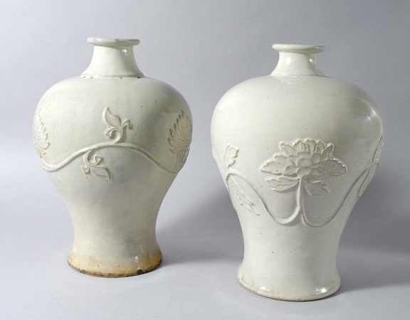 Lot image - Pair of Chinese White Glazed Stoneware Meiping