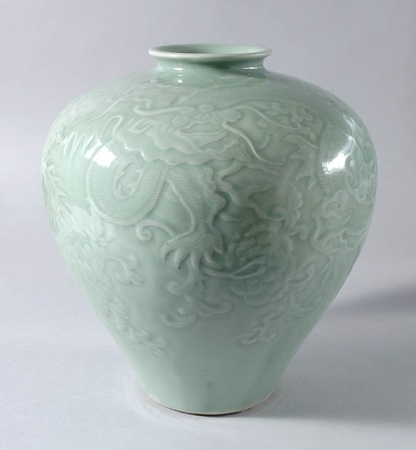 Lot image - Chinese Celadon Glazed Porcelain Vase