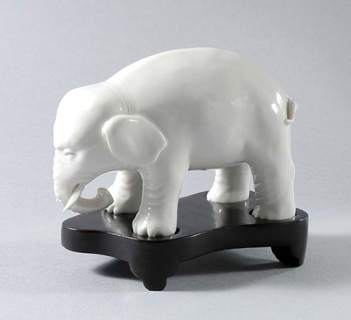 Lot image - Chinese White Glazed Elephant