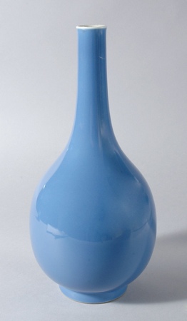 Lot image - Chinese Blue Glazed Porcelain Bottle Vase
