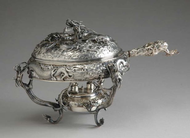 Lot image - Japanese Silver Warming Dish