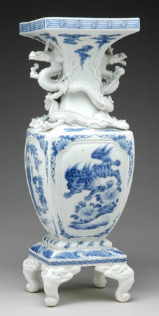 Lot image - Japanese Hirado Blue and White Porcelain Vase