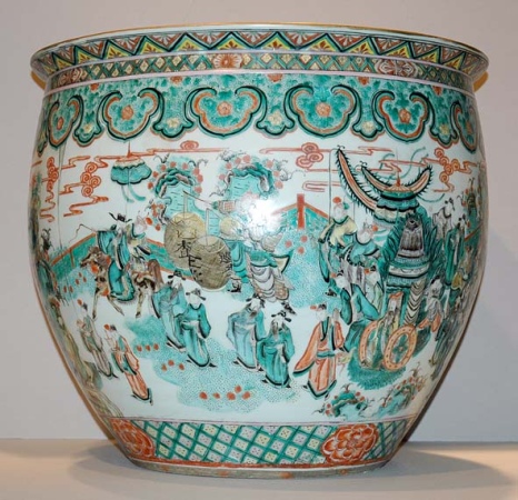 Lot image - Chinese Famille Verte Porcelain Jardiniere