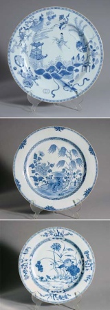 Lot image - Three Chinese Blue and White Porcelain Chargers