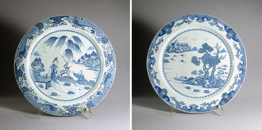 Lot image - Two Chinese Blue and White Porcelain Chargers