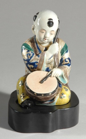 Lot image - Japanese Enameled Porcelain Figure of a Boy