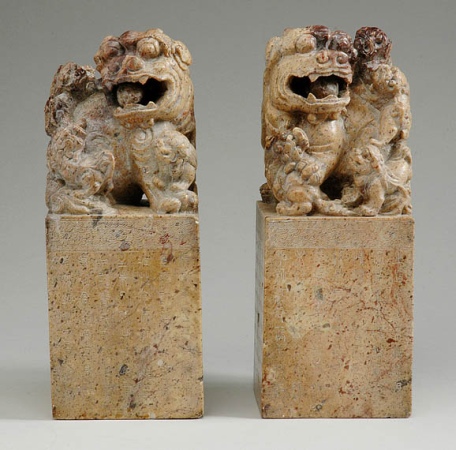 Lot image - Pair of Chinese Soapstone Seals