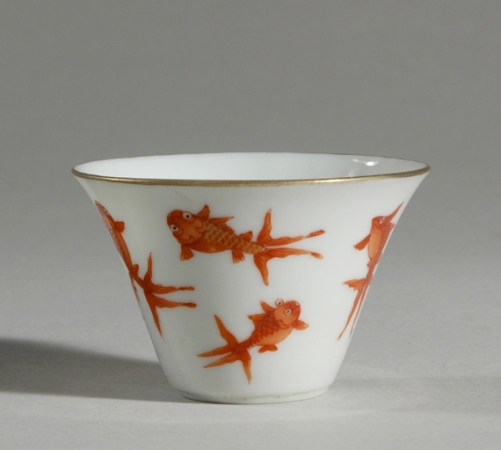 Lot image - Chinese Red Enameled Porcelain Cup