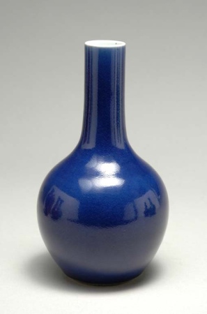 Lot image - Chinese Blue Glazed Porcelain Bottle Vase
