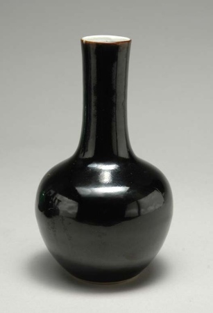 Lot image - Chinese Black Glazed Bottle Vase