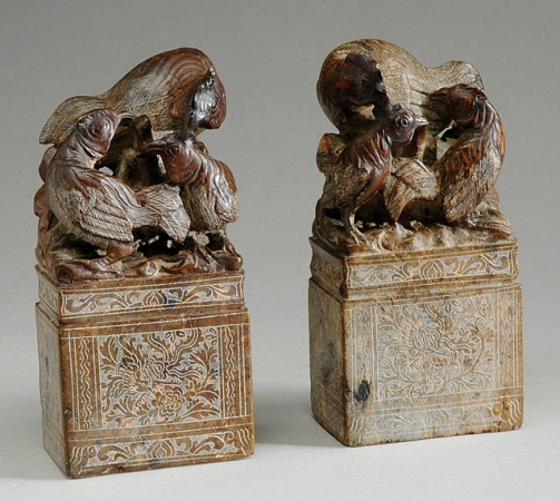 Lot image - Pair of Chinese Soapstone Seals