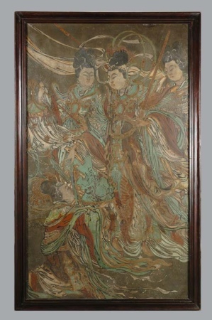 Lot image - Chinese Fresco Panel of Women