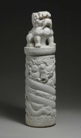 Lot image - Chinese White Marble Pillar Post