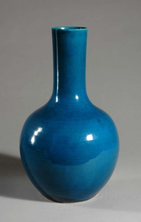 Lot image - Chinese Turquoise Glazed Porcelain Bottle Vase