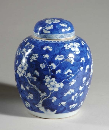 Lot image - Chinese Blue and White Porcelain Covered Jar